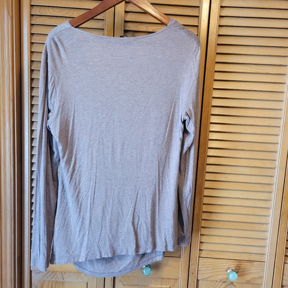 H&M Basic Dark Beige Drape Neck Long Sleeve Top - Picture 2 of 4